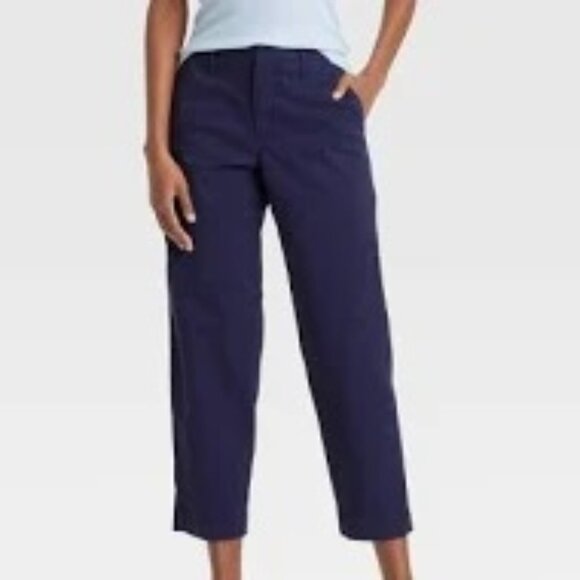 J. Jill Linen Stretch NEW Linen Blend Crop Cuff Pull On Pants Size L Navy Blue - Picture 2 of 10
